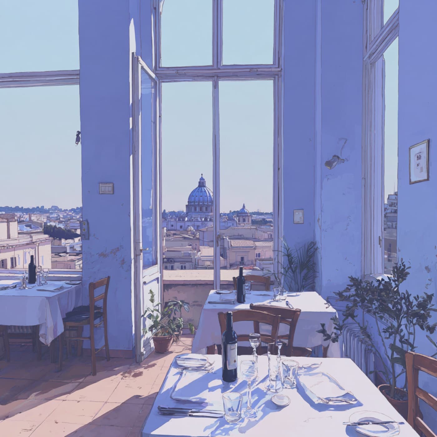Interno di una trattoria romana